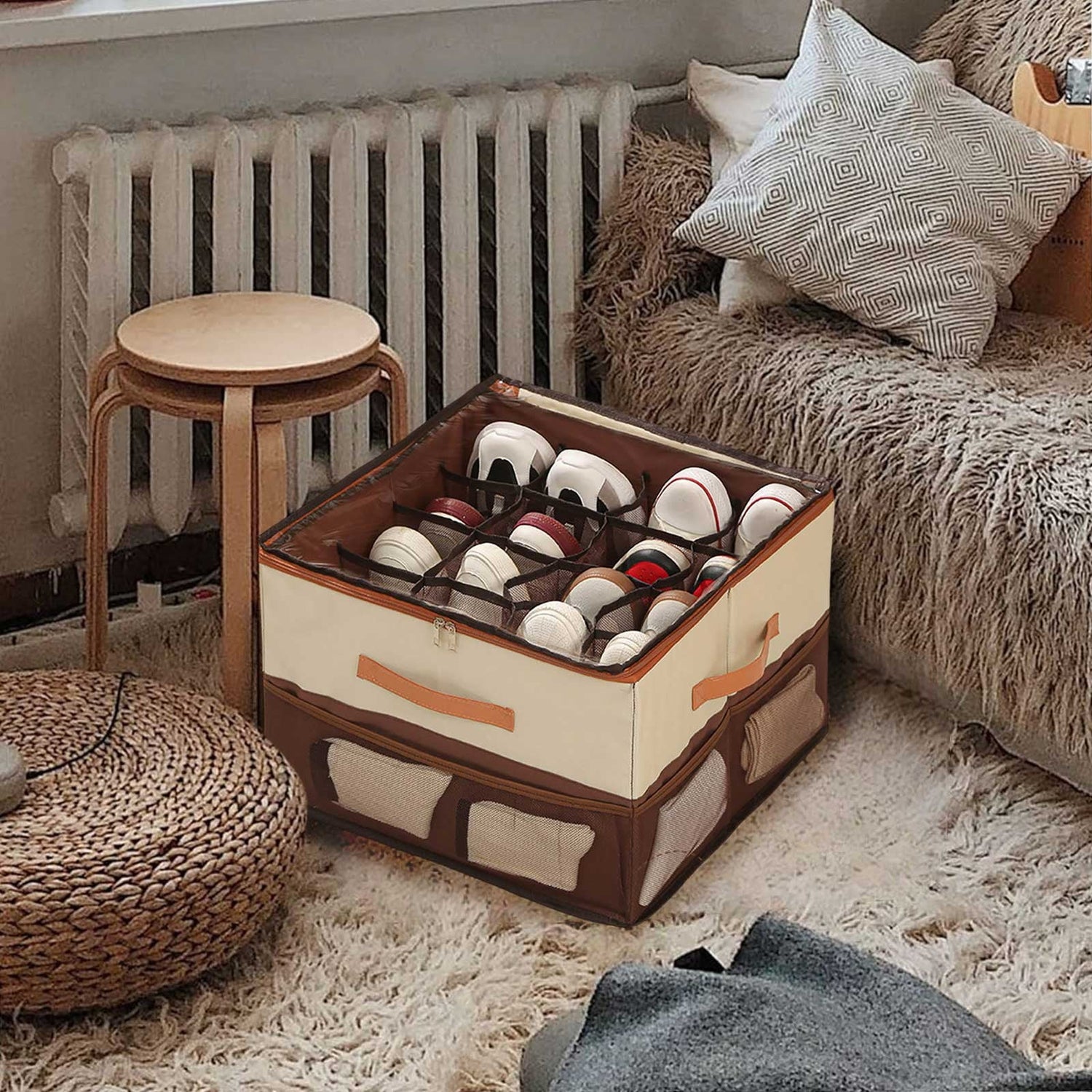 Home Textile Storage Organizer – Foldable with Side Pockets