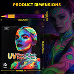 UV Blacklight Face Paint Markers – Fluorescent Body Art Pens (10 Colors)