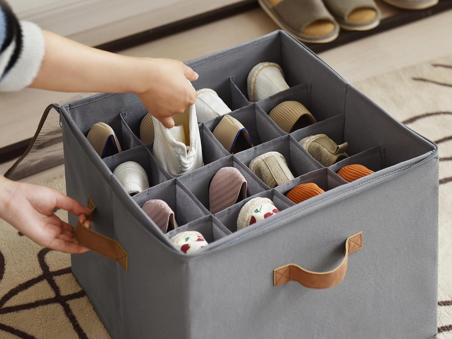 Foldable Shoe Cubby Organizer – Holds Up to 16 Pairs