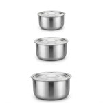 SteamServe 3‑Piece Stainless Steel Steaming Bowl Set with Lids