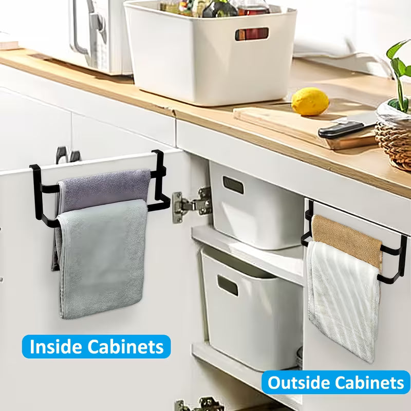 Over-the-Door Kitchen Cabinet Towel Rack – Double Rail, Space-Saving Organizer
