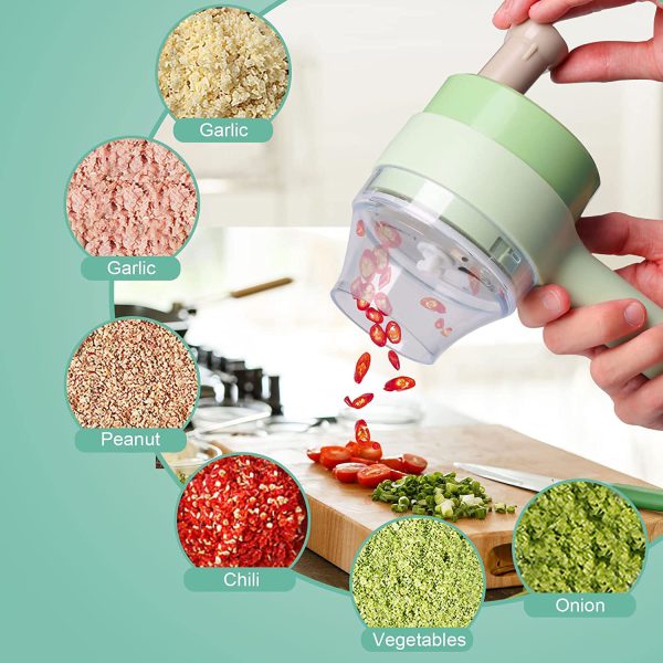 4-in-1 Electric Portable Handheld Food Chopper Slicer Set