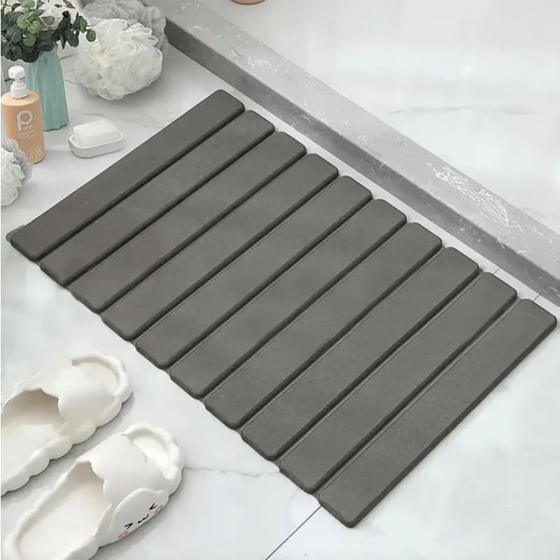 Non-Slip Absorbent Diatomite Stone Bath Mat - White