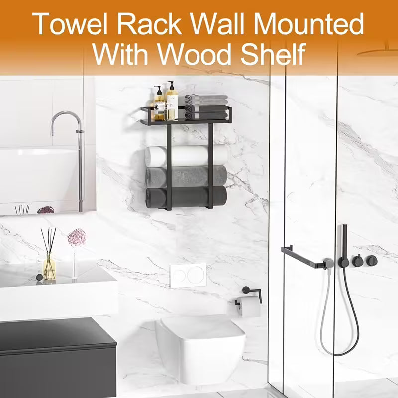 Wall-Mounted Towel Rack with Shelf