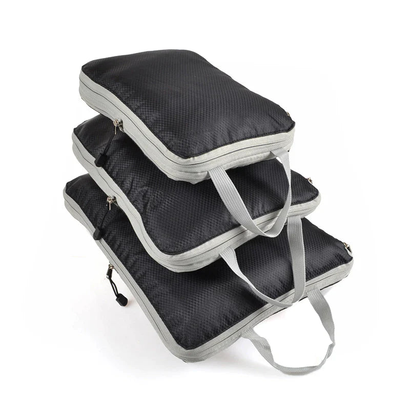 3Pcs Travel Storage Bag Compressible Packing Cubes