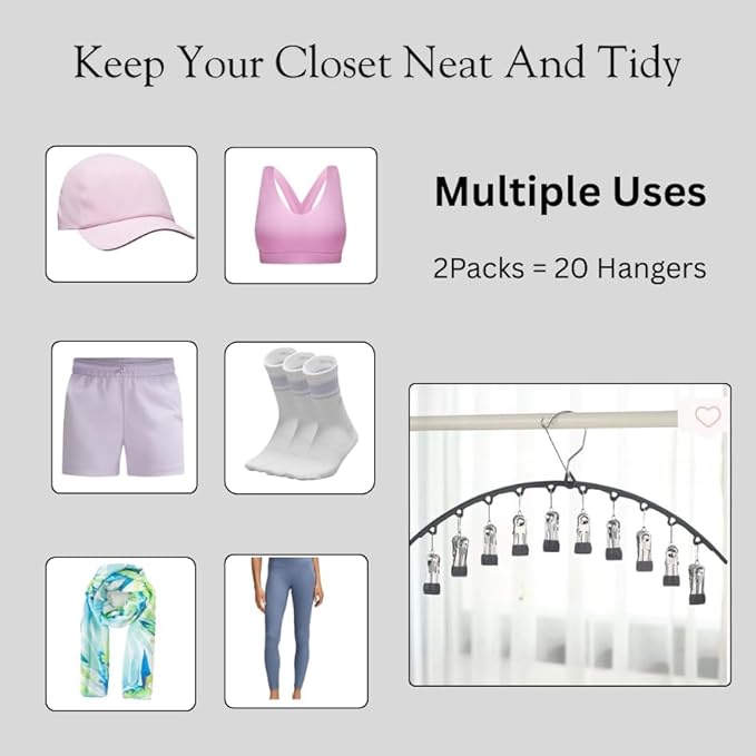 Black Pants Hangers with 10 Clips
