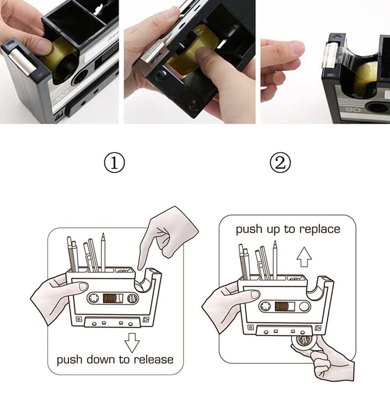 Retro Cassette Tape Dispenser &amp; Stationery Holder