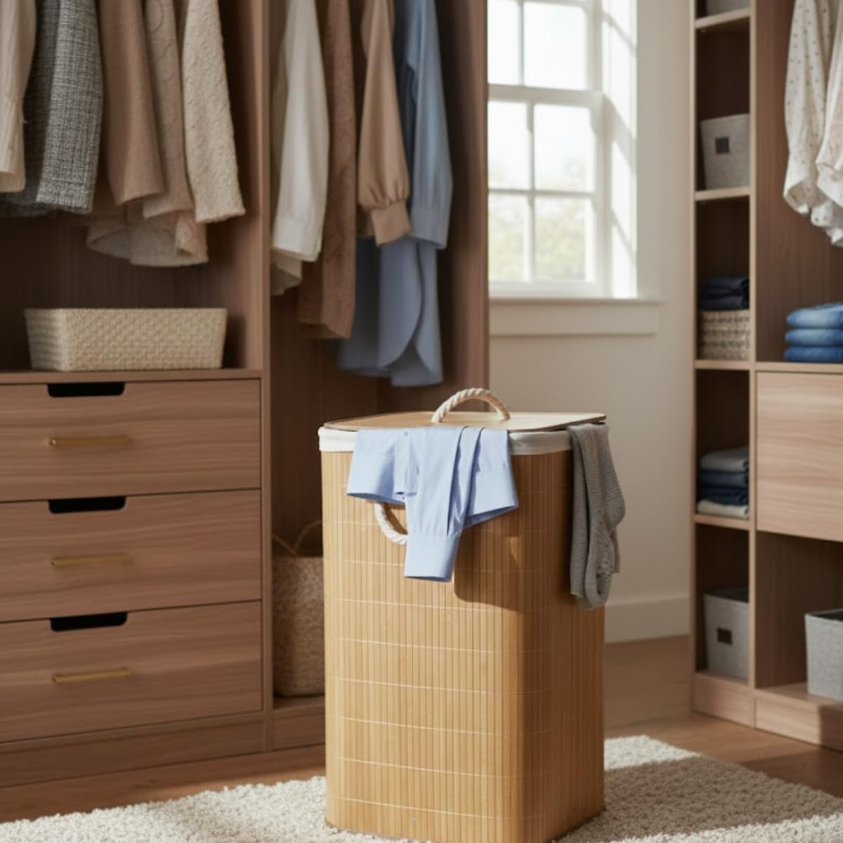 Bamboo Laundry Basket – Natural Breathable Storage Bin for Bathrooms &amp; Bedrooms&nbsp;