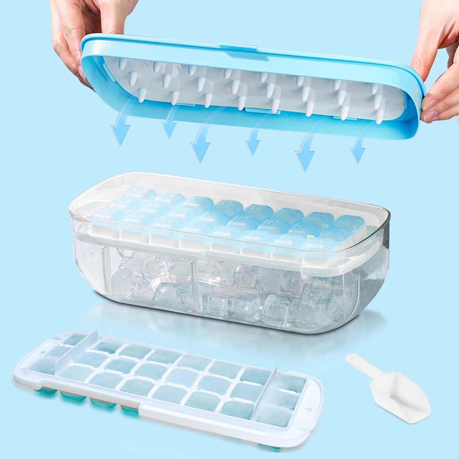 Ice Cube Storage Box with 2 Ice Trays