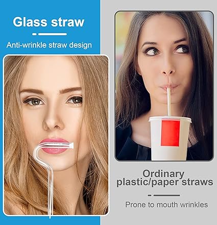 Reusable Anti Lip Wrinkle Drinking Straw Glass Straw