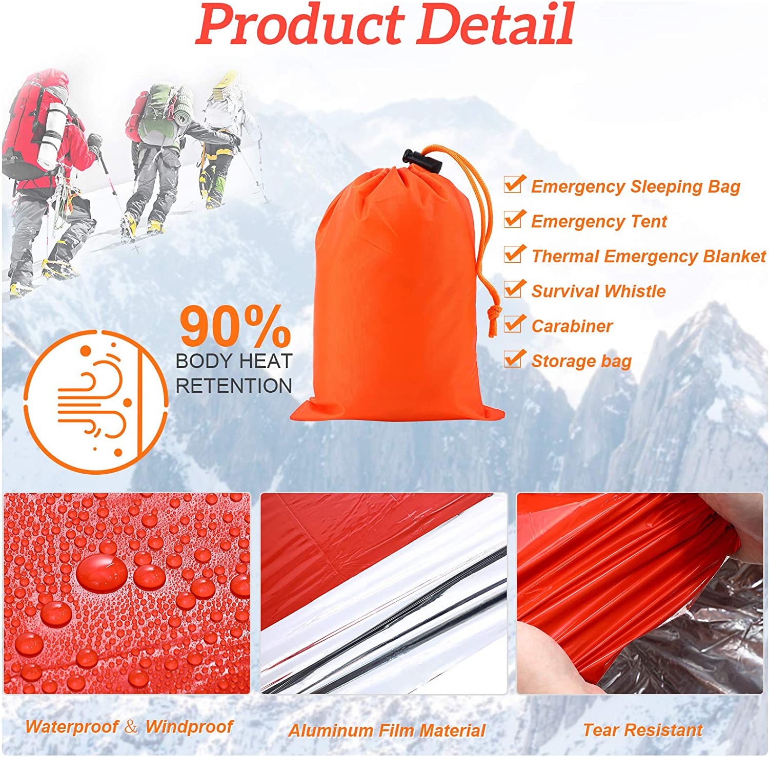 Portable Emergency Sleeping Bag With Whistle