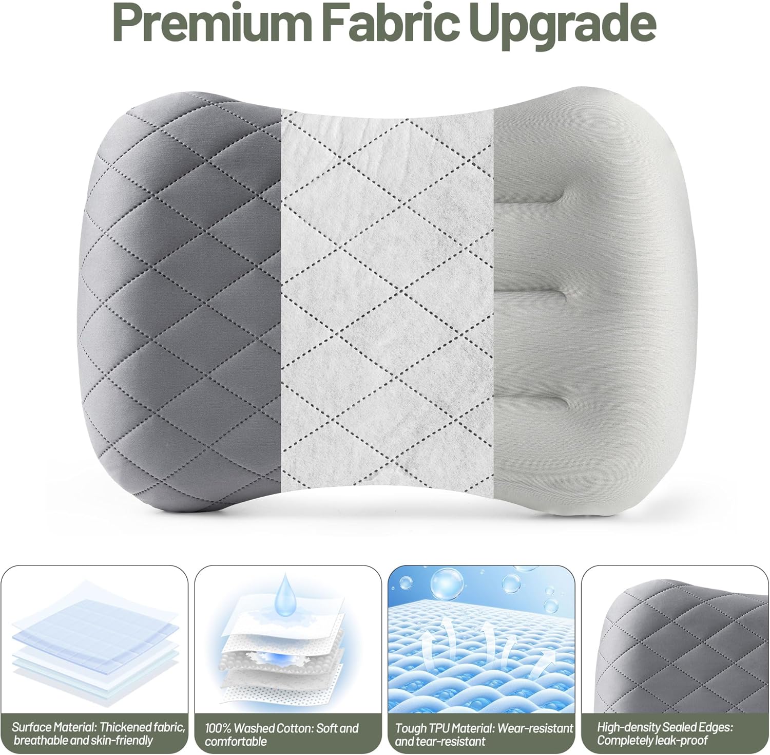 Inflatable Travel & Camping Pillow with Carry Bag