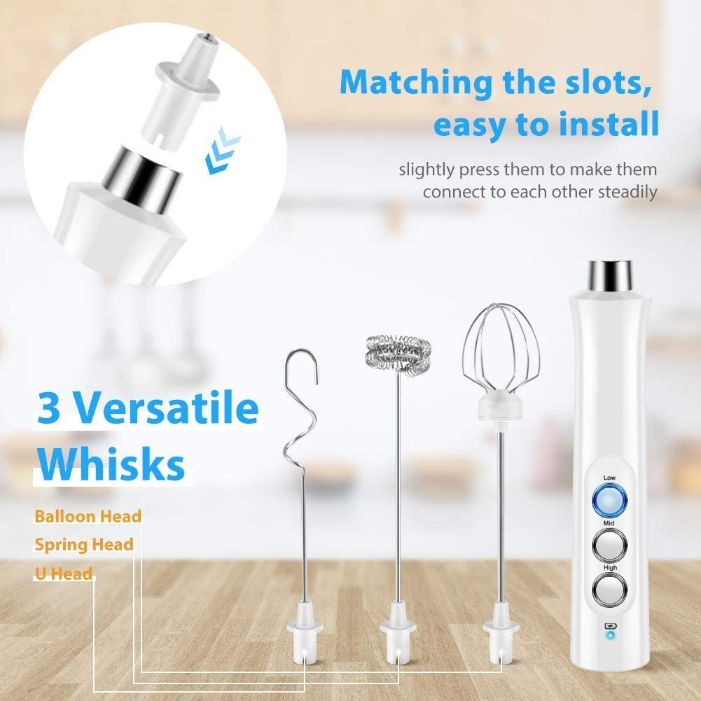 WhipCharge Handheld Electric Milk Frother with Charging Base