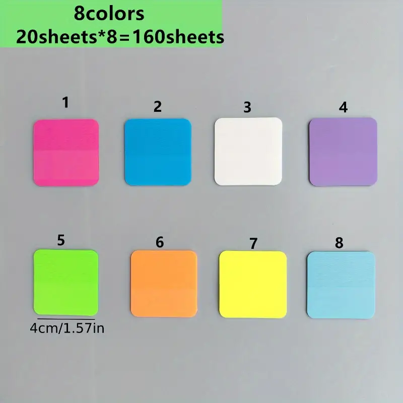 Transparent Coloured Sticky Notes 8 x 20pc