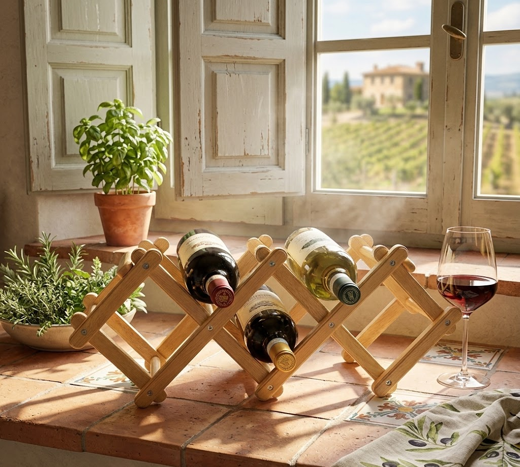 Natural Wood Accordion Wine Rack - 5 bottle