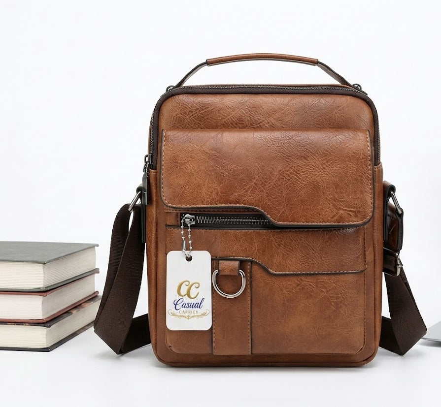 Casual Carrier Men’s Crossbody Faux Leather Shoulder Bag