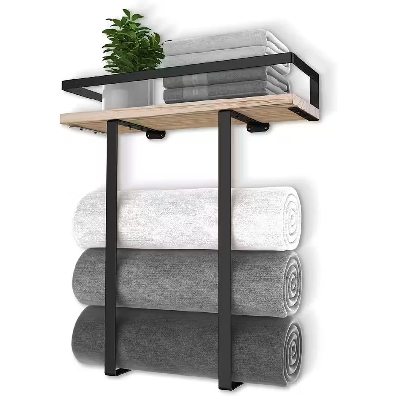 Wall-Mounted Towel Rack with Shelf