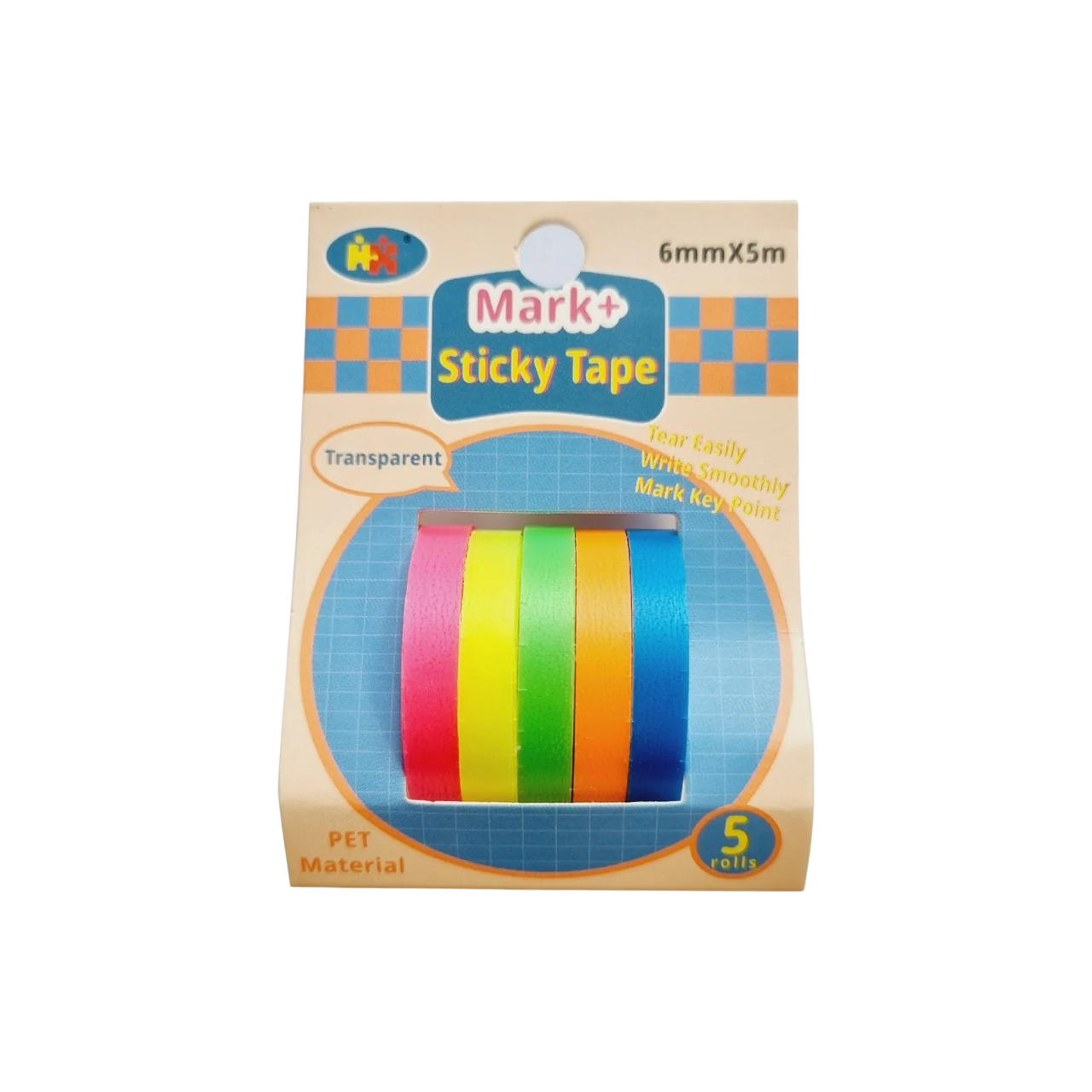 Neon Transparent Sticky Note Tape - 5pc