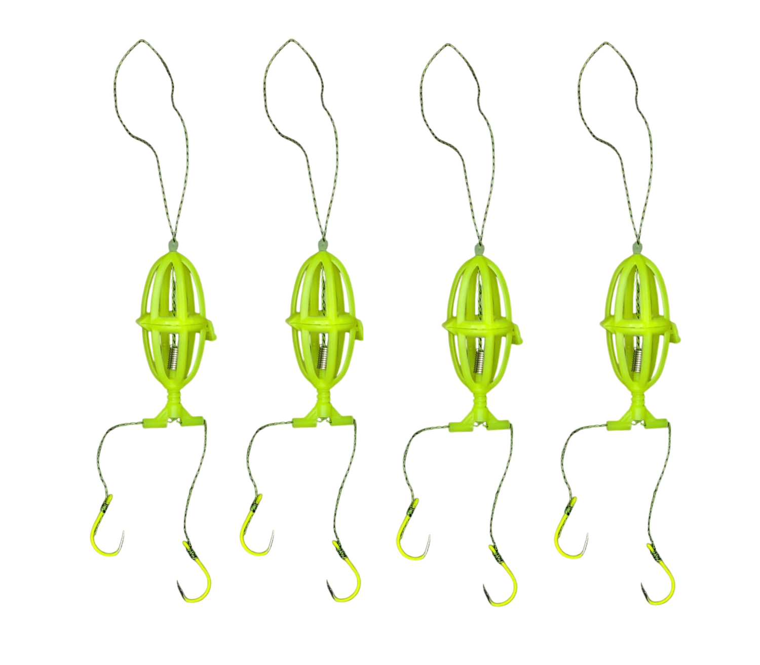 Fishing Bait Atomizer Cage Feeder Set – 4-Pack with Dual Hooks
