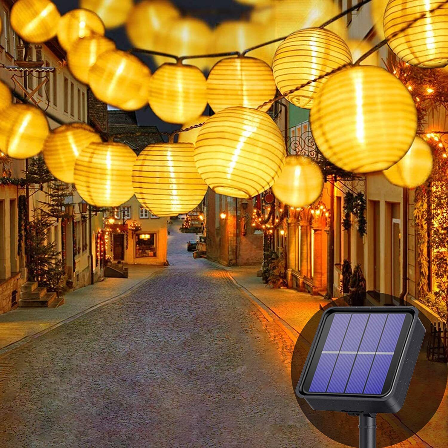 Solar Chinese Lantern String Lights - 5m
